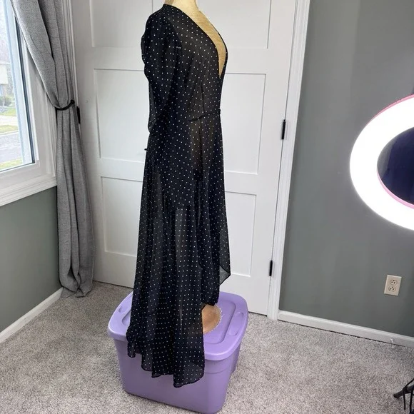 Y2K EXPRESS Kimono Dress S/M Sheer Polka Dot Parisian French Effortless 12/2009 - Picture 4 of 14